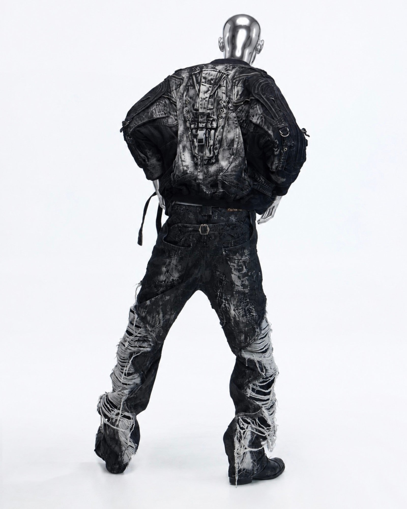 Deconstructed & Washed Denim Utility Jacket