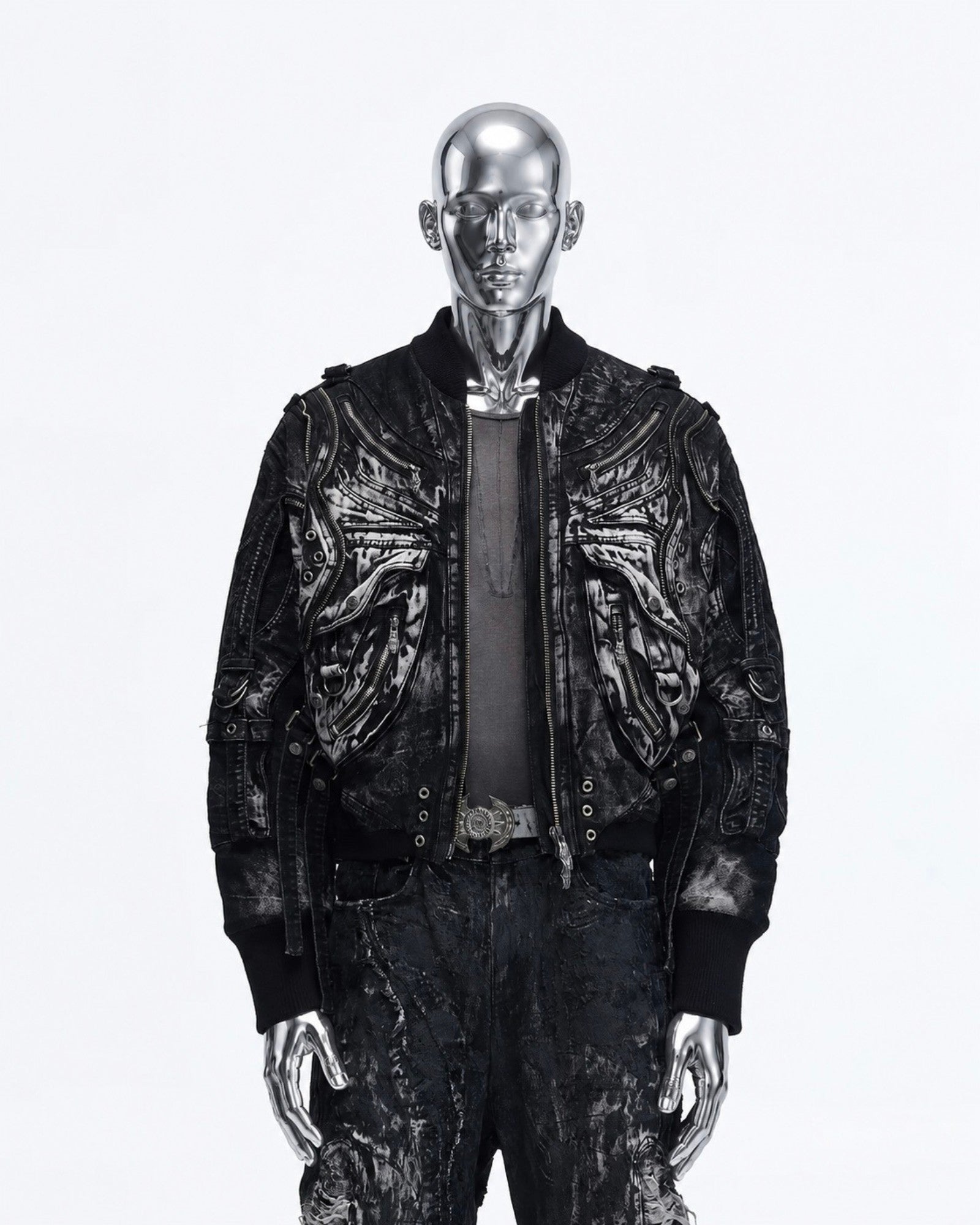 Deconstructed & Washed Denim Utility Jacket