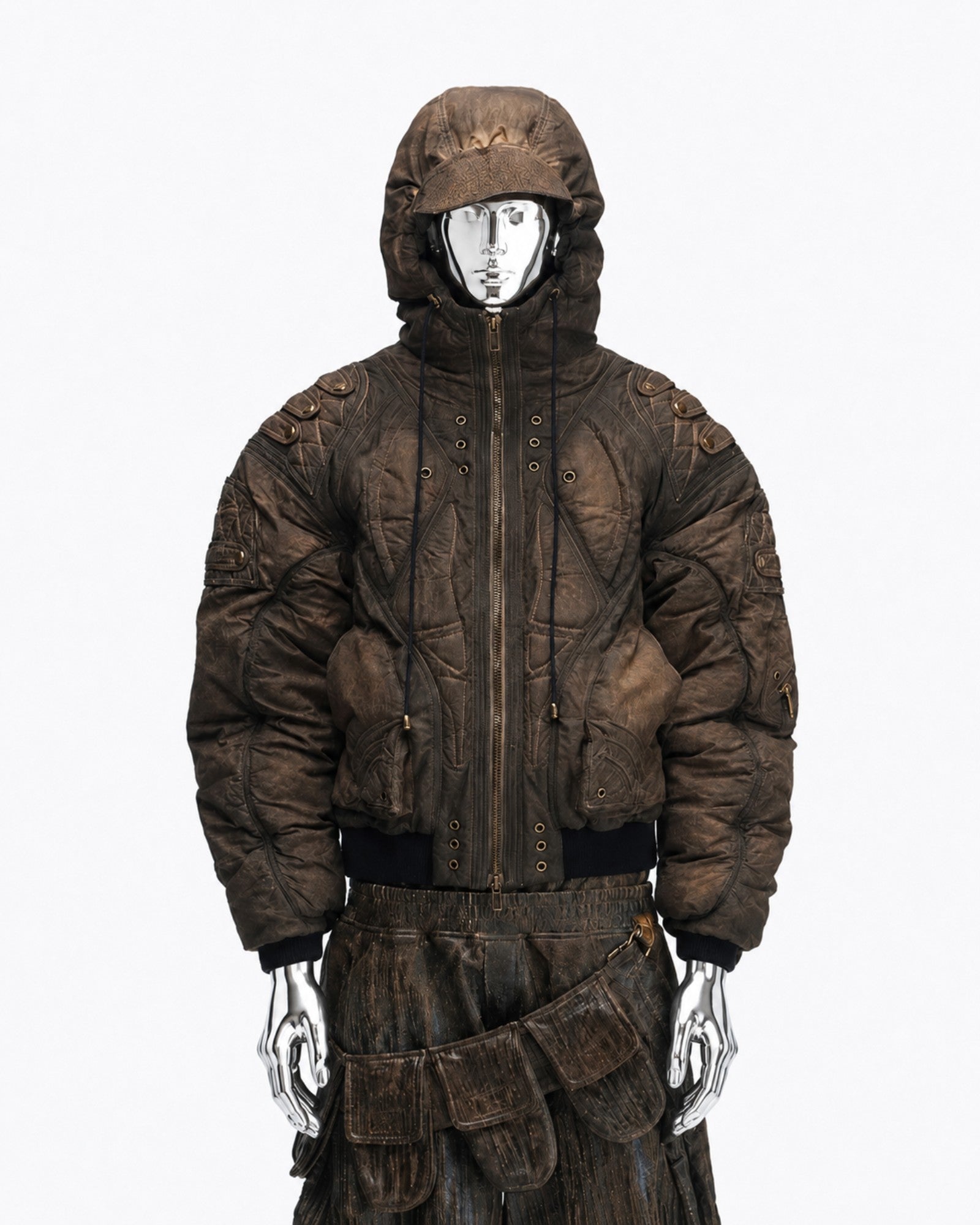 Dark Brown Insulated Hooded Jacket