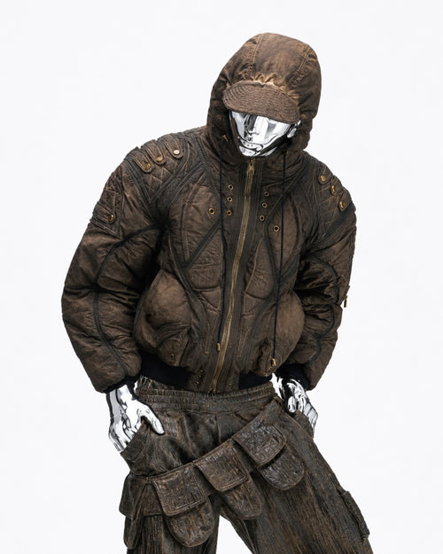 Dark Brown Insulated Hooded Jacket