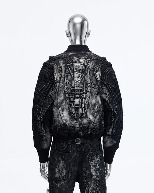 Deconstructed & Washed Denim Utility Jacket