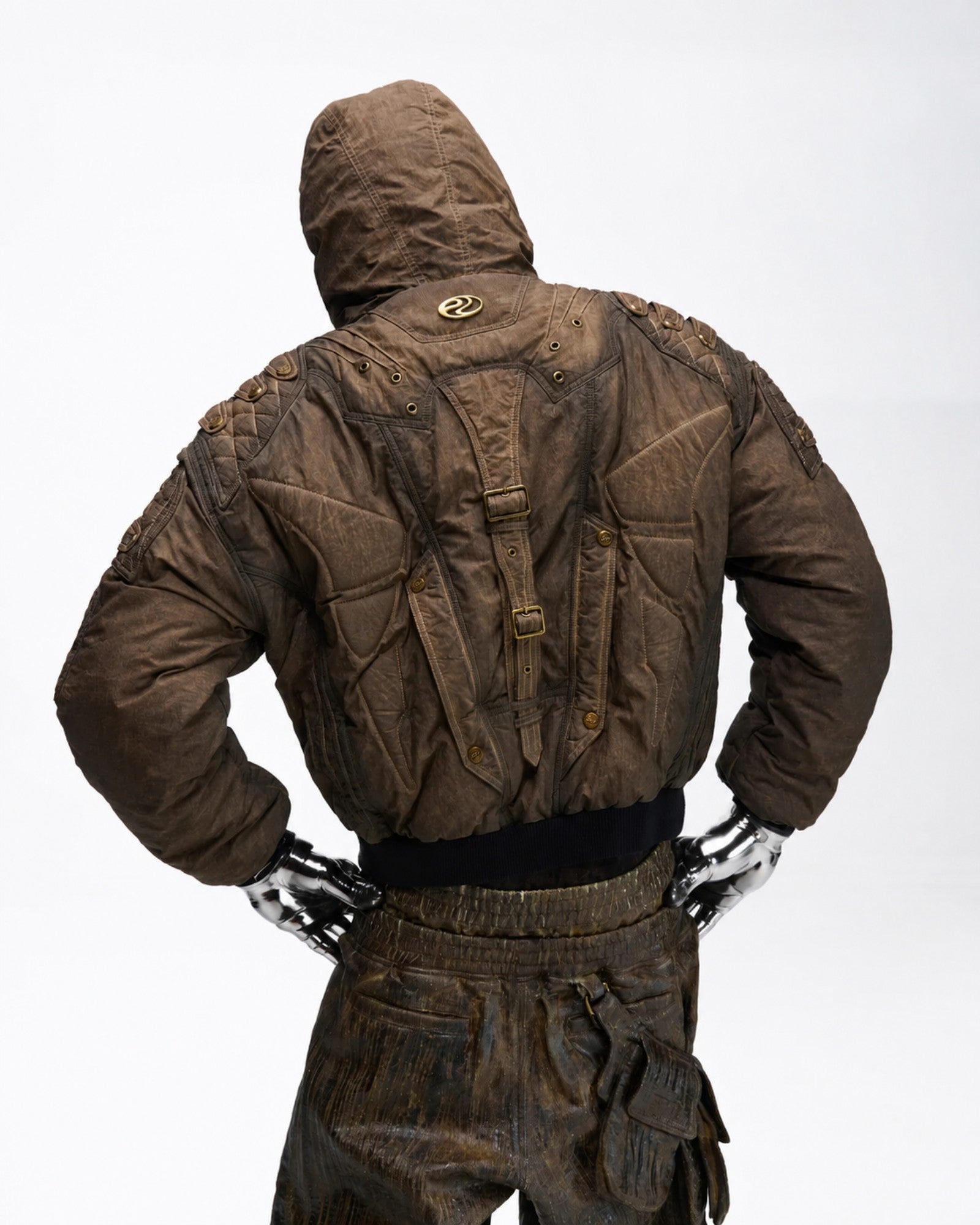 Dark Brown Insulated Hooded Jacket