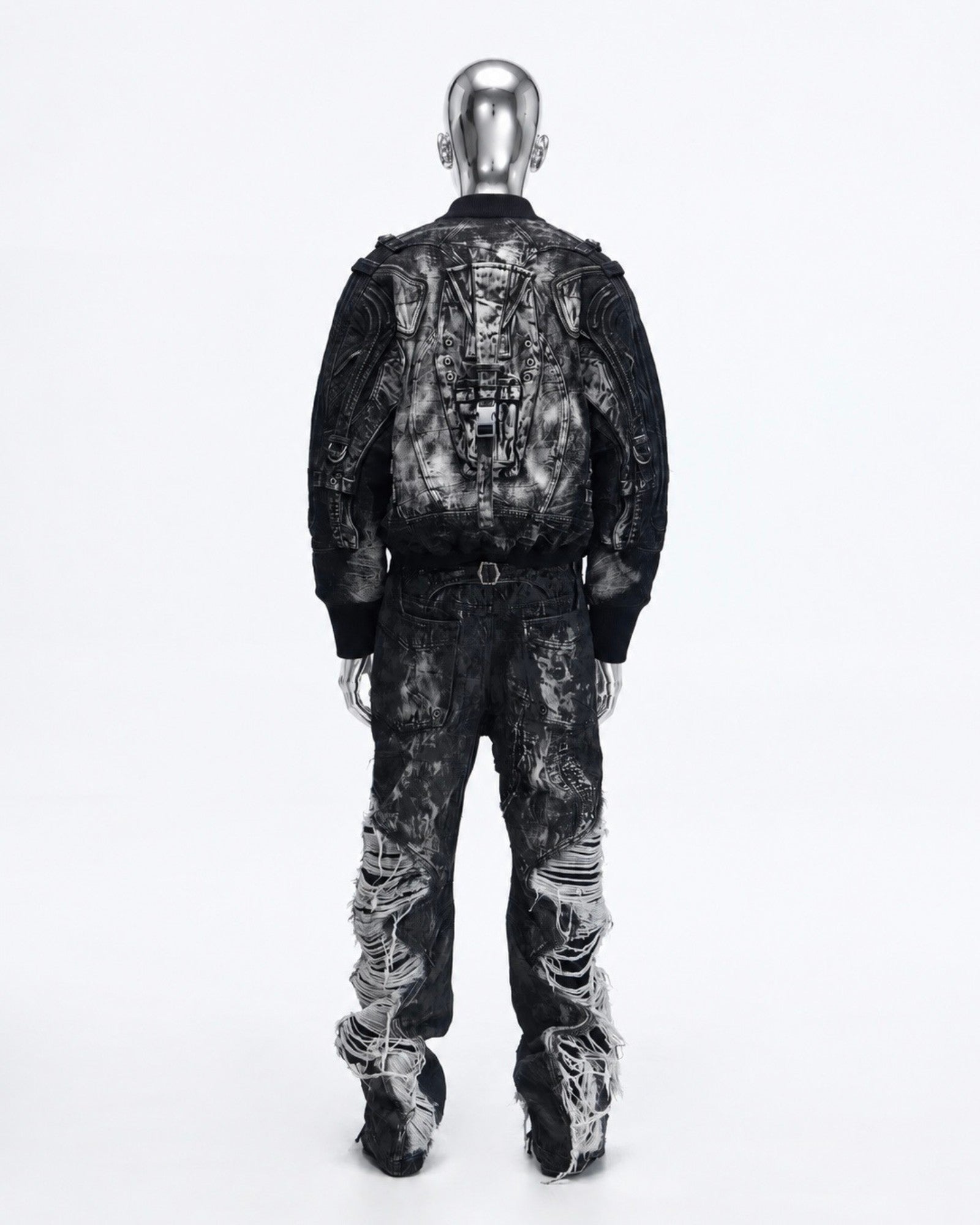 Deconstructed & Washed Denim Utility Jacket