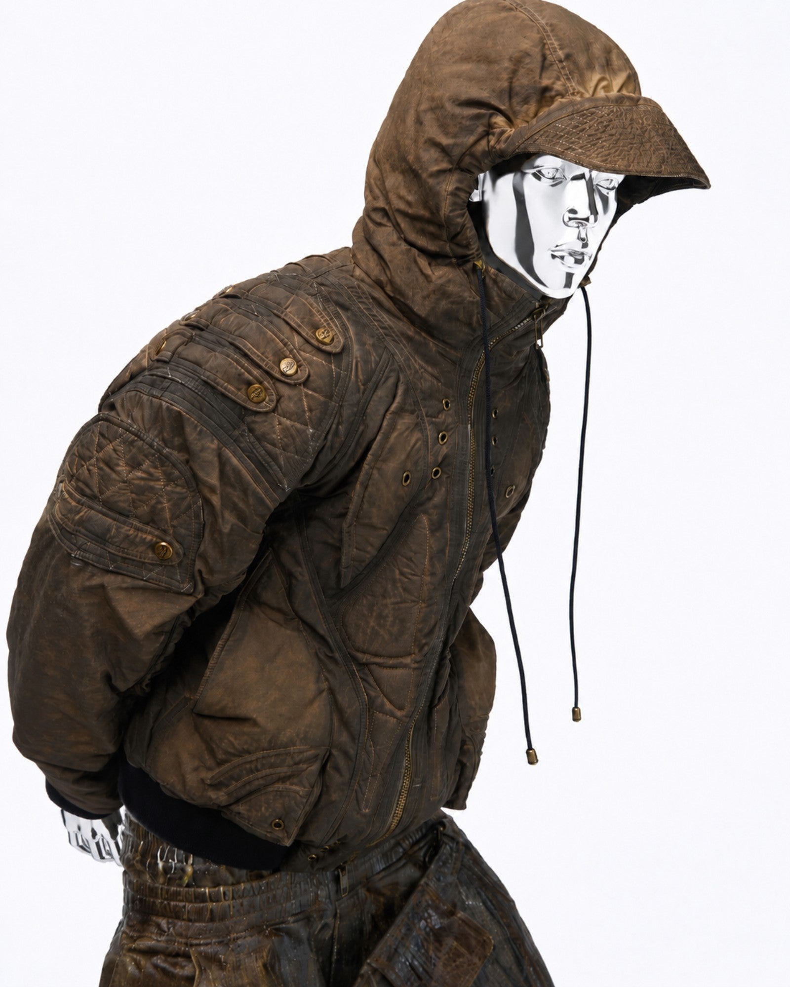Dark Brown Insulated Hooded Jacket