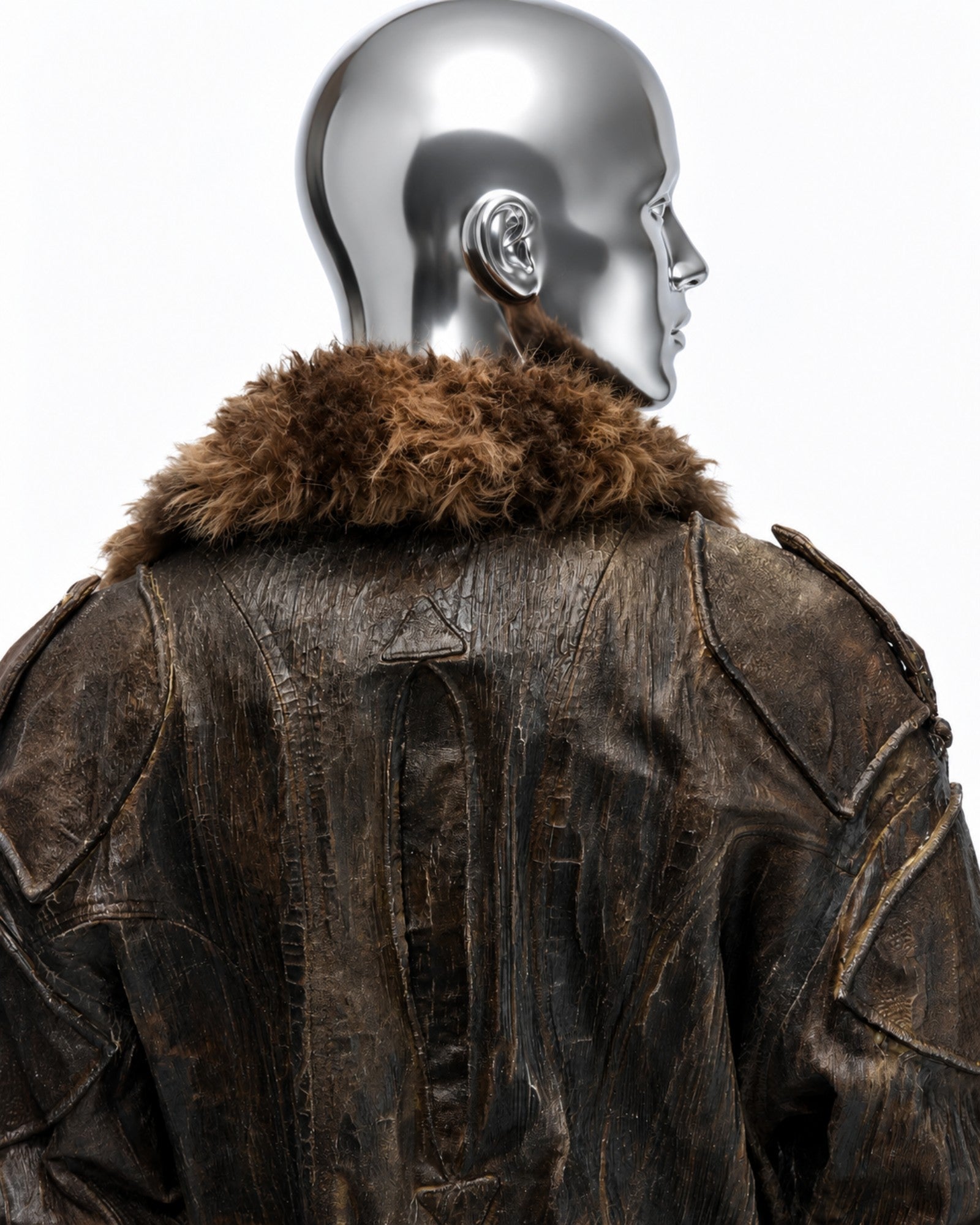 Waxed Vintage Detachable Fur Collar Jacket