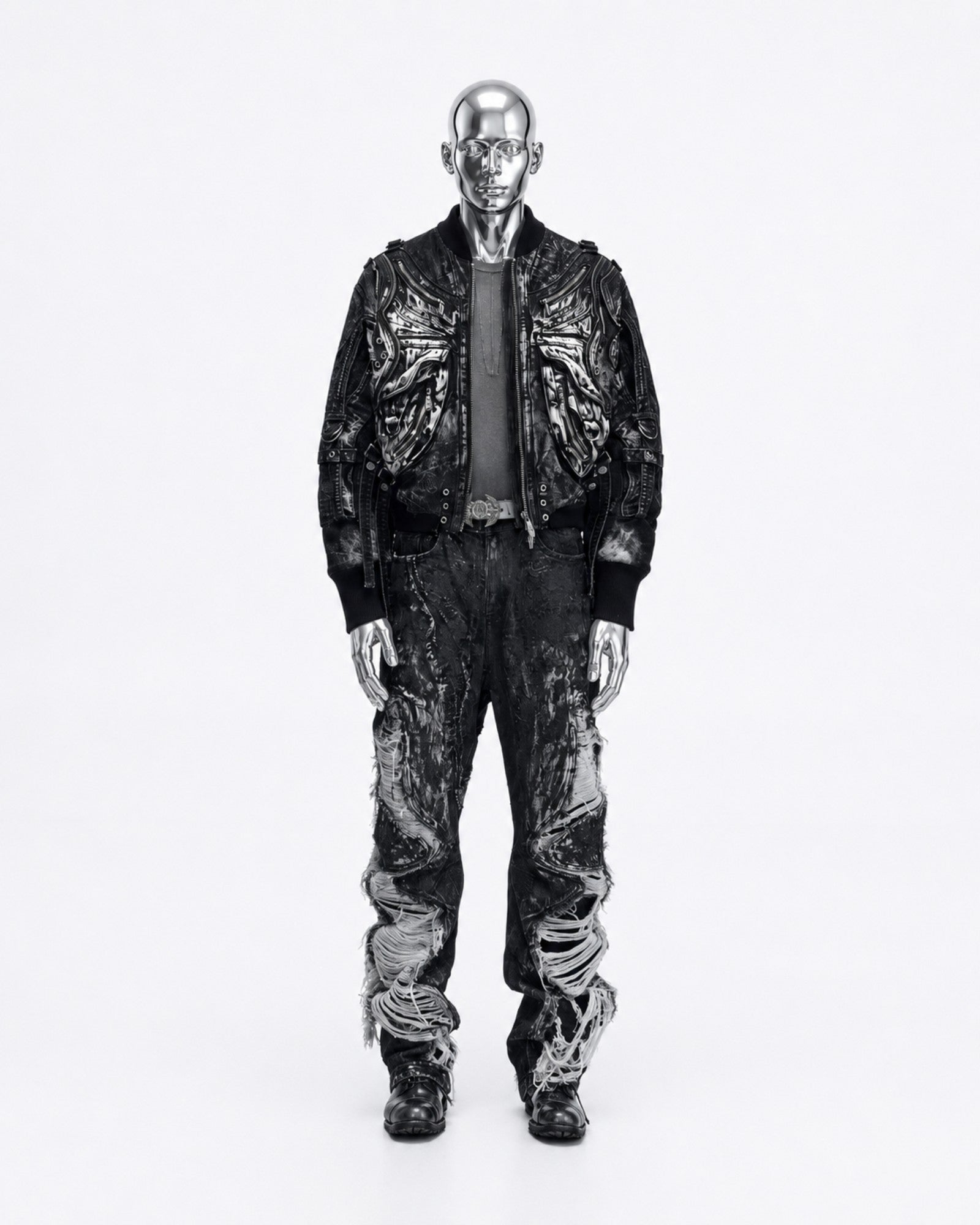Deconstructed & Washed Denim Utility Jacket