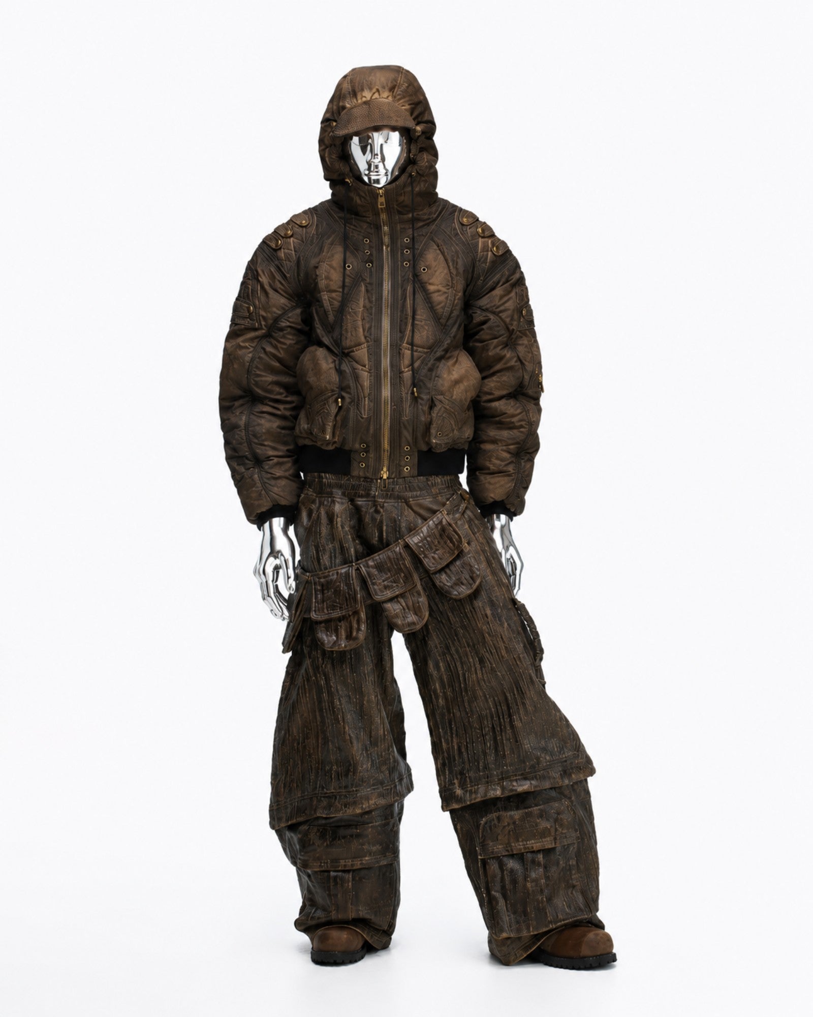 Dark Brown Insulated Hooded Jacket