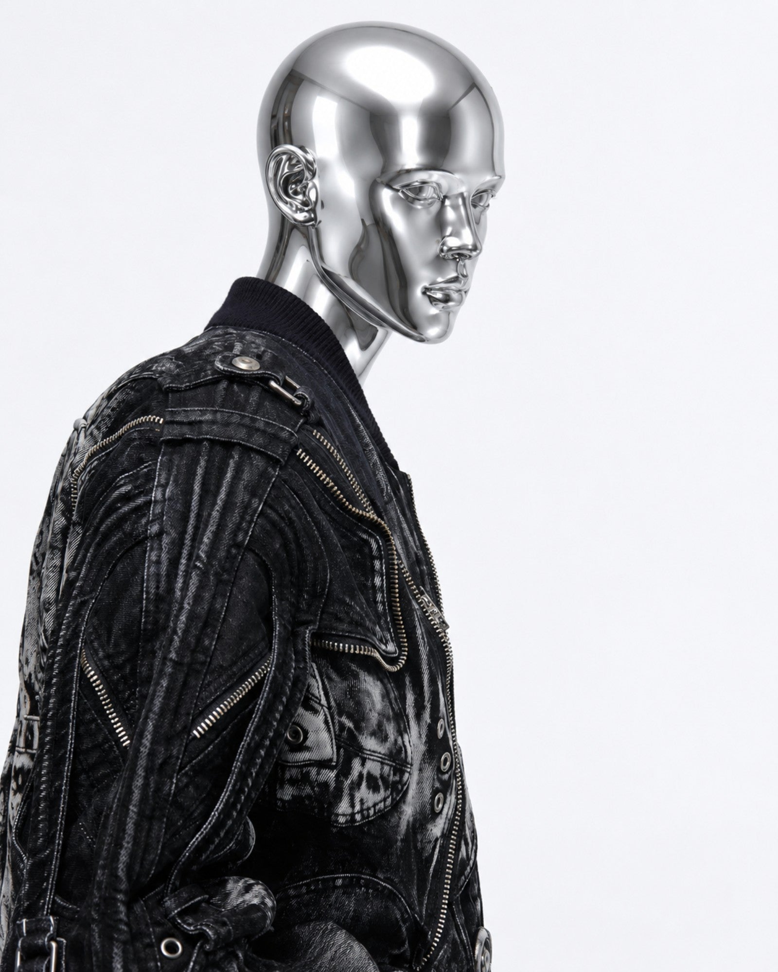 Deconstructed & Washed Denim Utility Jacket