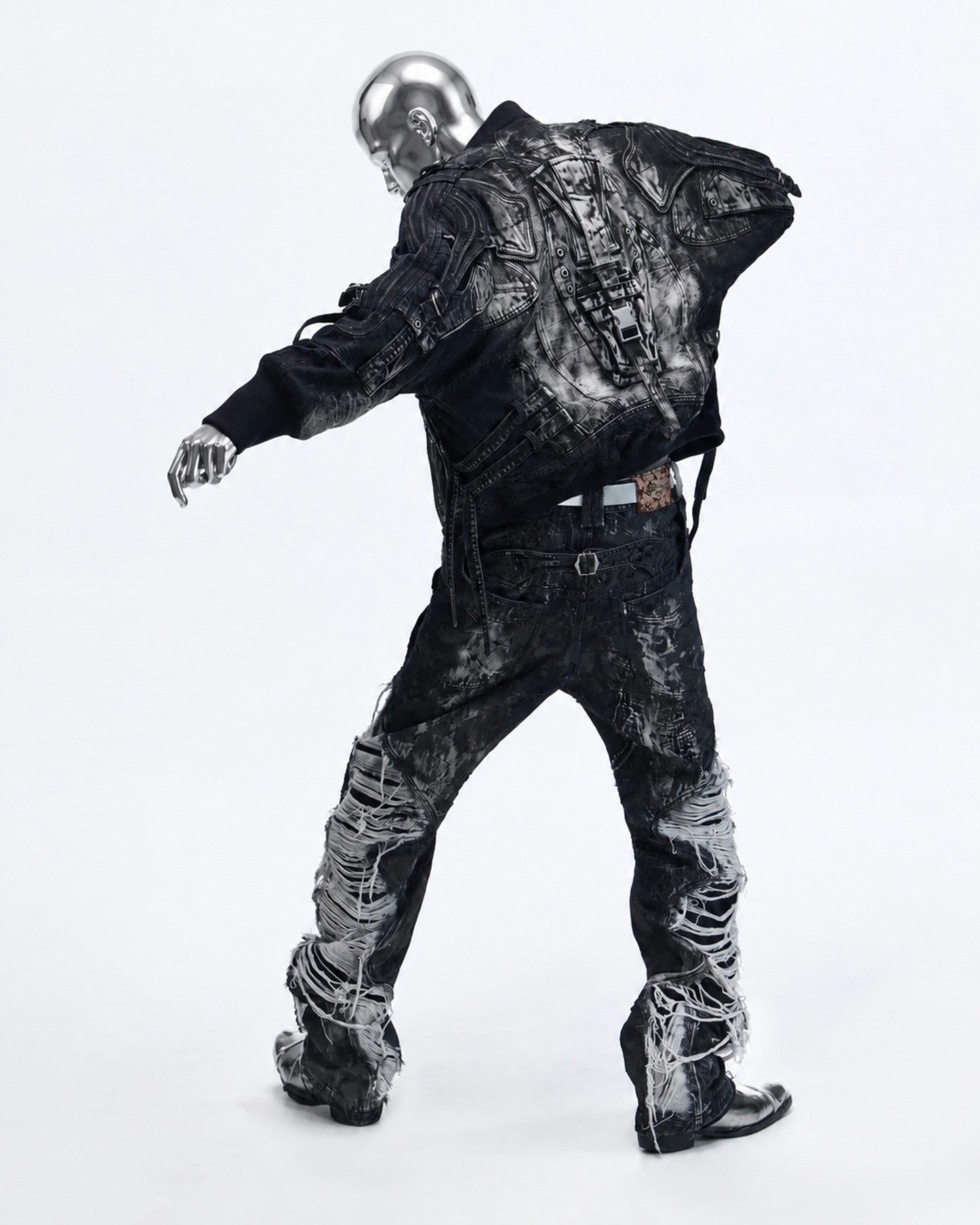 Deconstructed & Washed Denim Utility Jacket