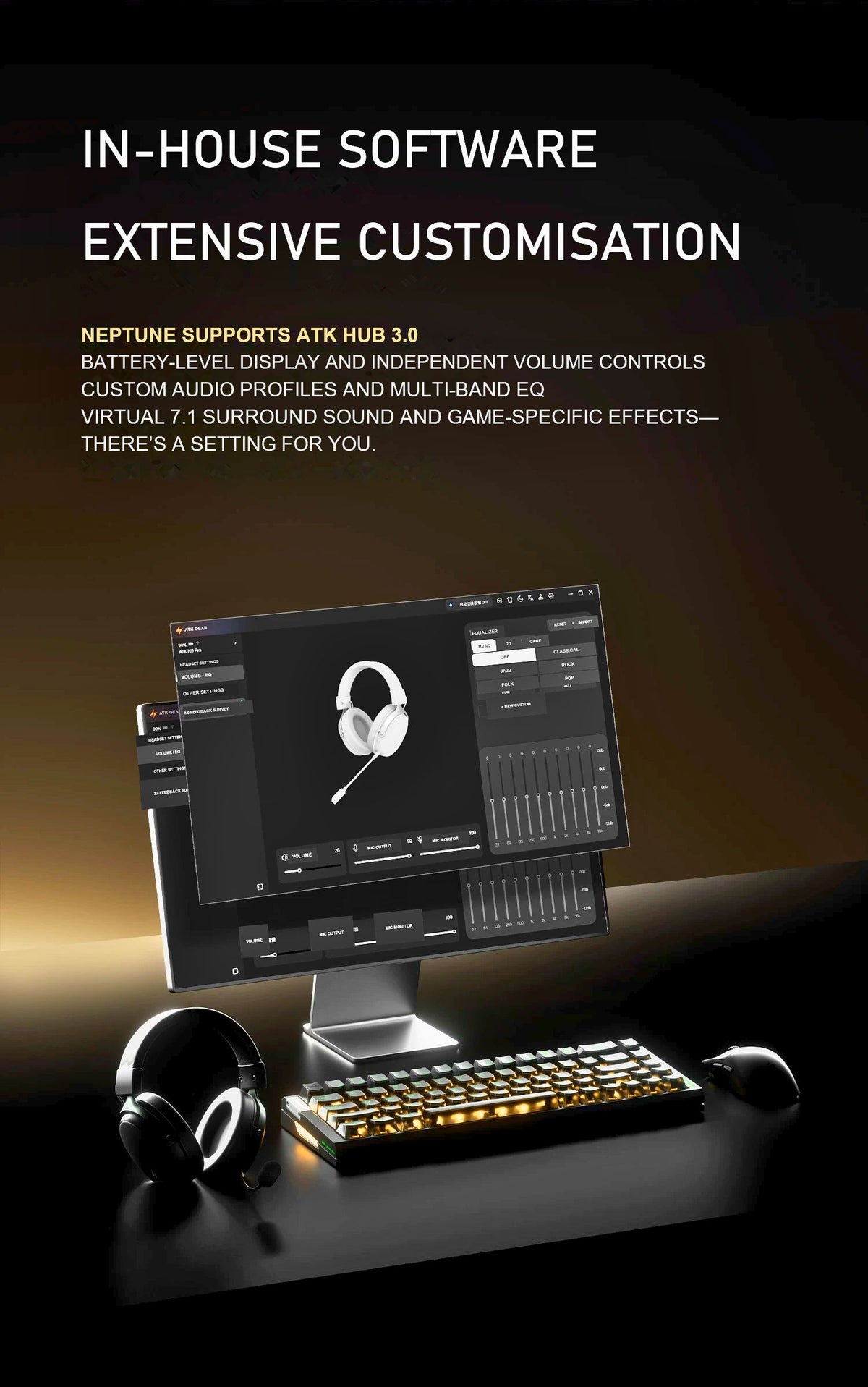 ATK Neptune N9 eSports Gaming Wireless Headset product information image