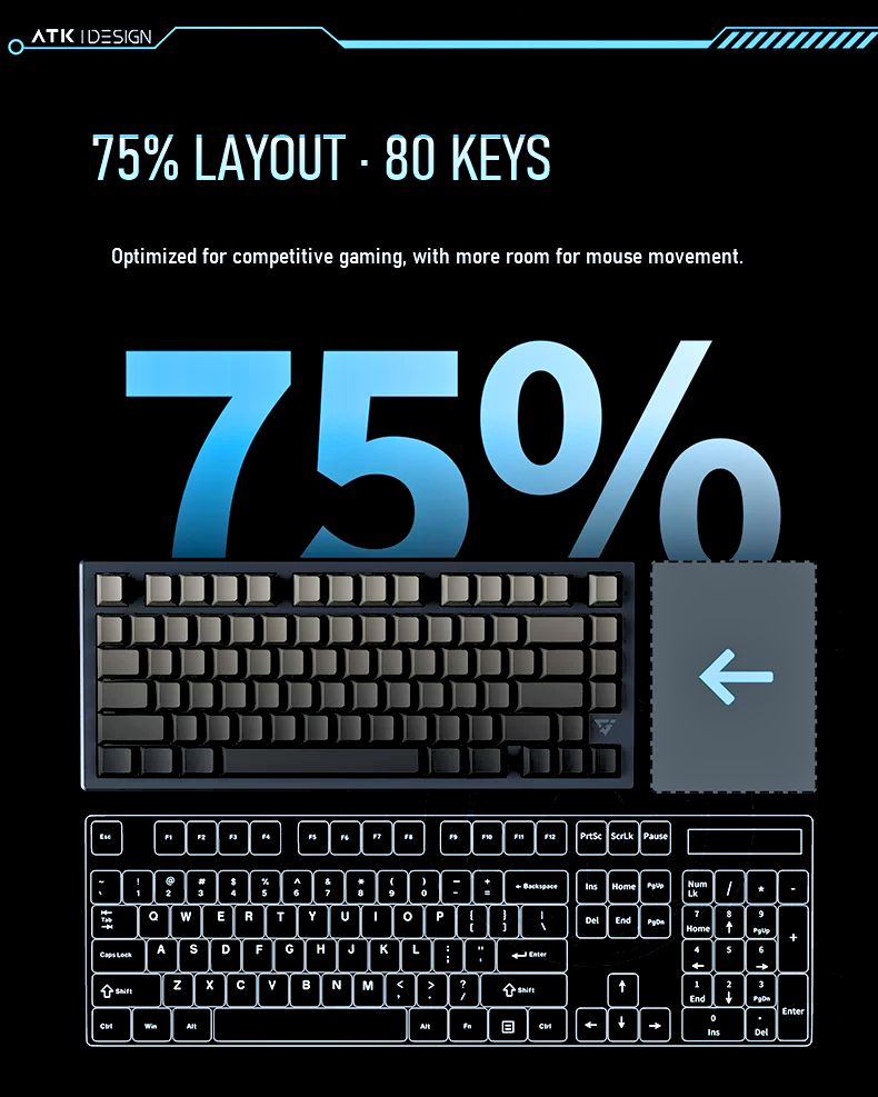 ATK VXE V75X/K Wireless Semi-Aluminum Mechanical Gaming Keyboard product information image