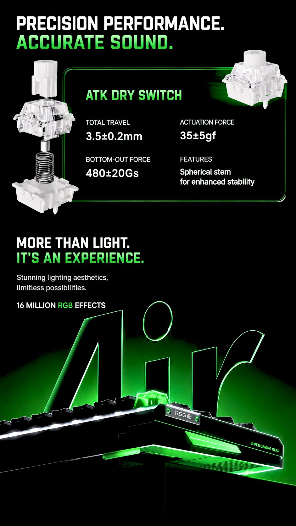 ATK RS6 Air Esports Hall Effect Keyboard product information image