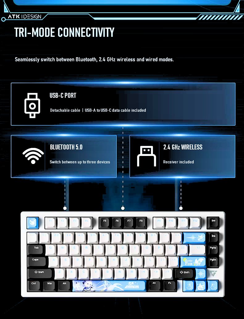 ATK VXE V75X/K Wireless Semi-Aluminum Mechanical Gaming Keyboard product information image