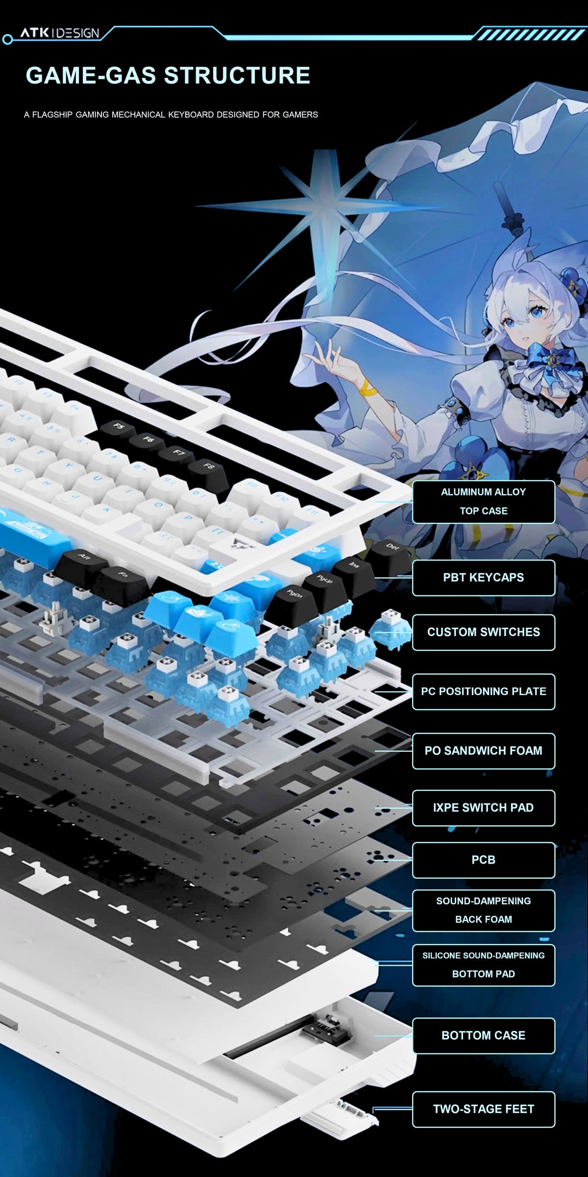 ATK VXE V75X/K Wireless Semi-Aluminum Mechanical Gaming Keyboard product information image