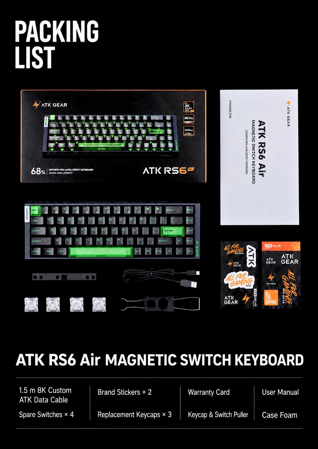 ATK RS6 Air Esports Hall Effect Keyboard product information image